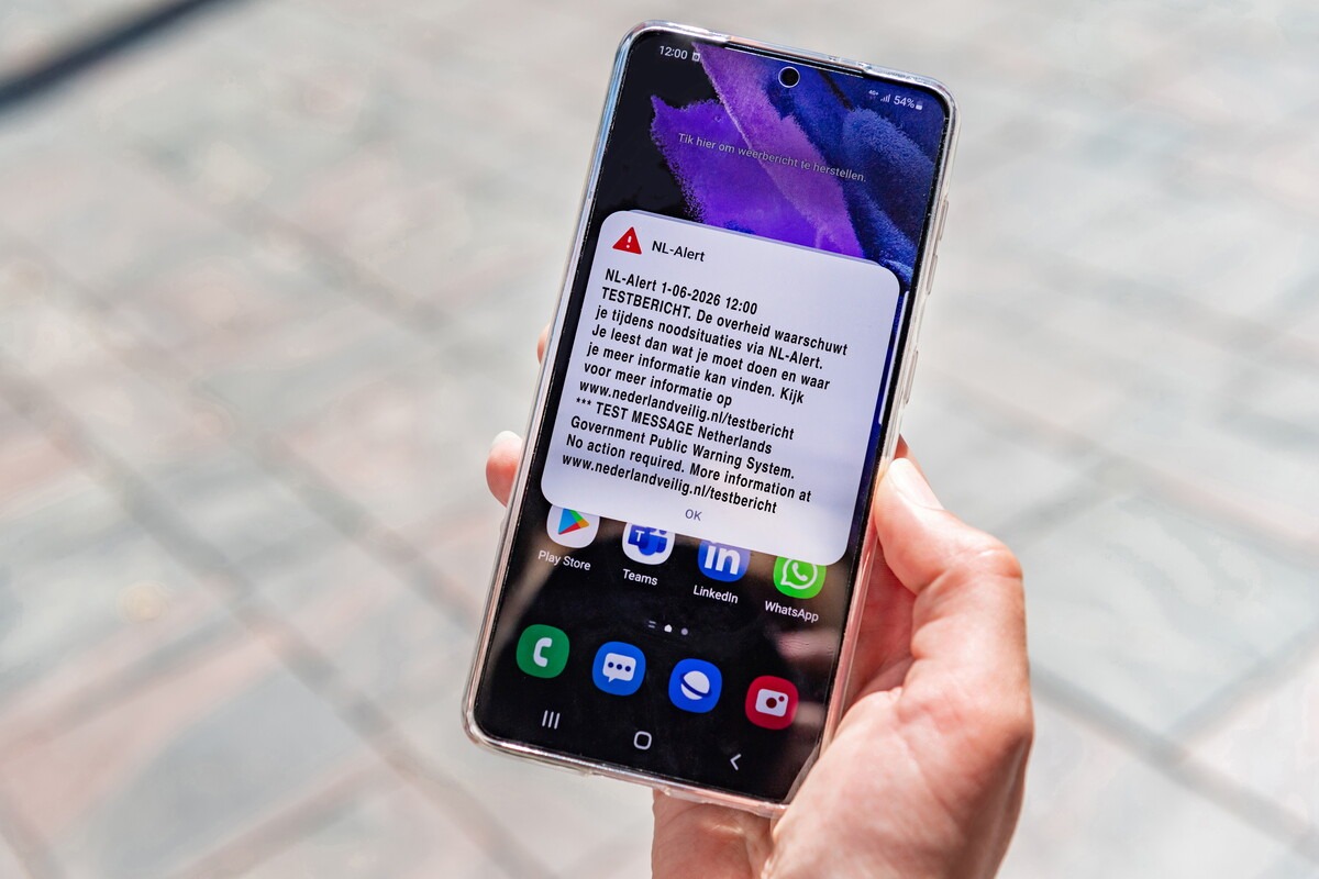 NL Alert testbericht op telefoon