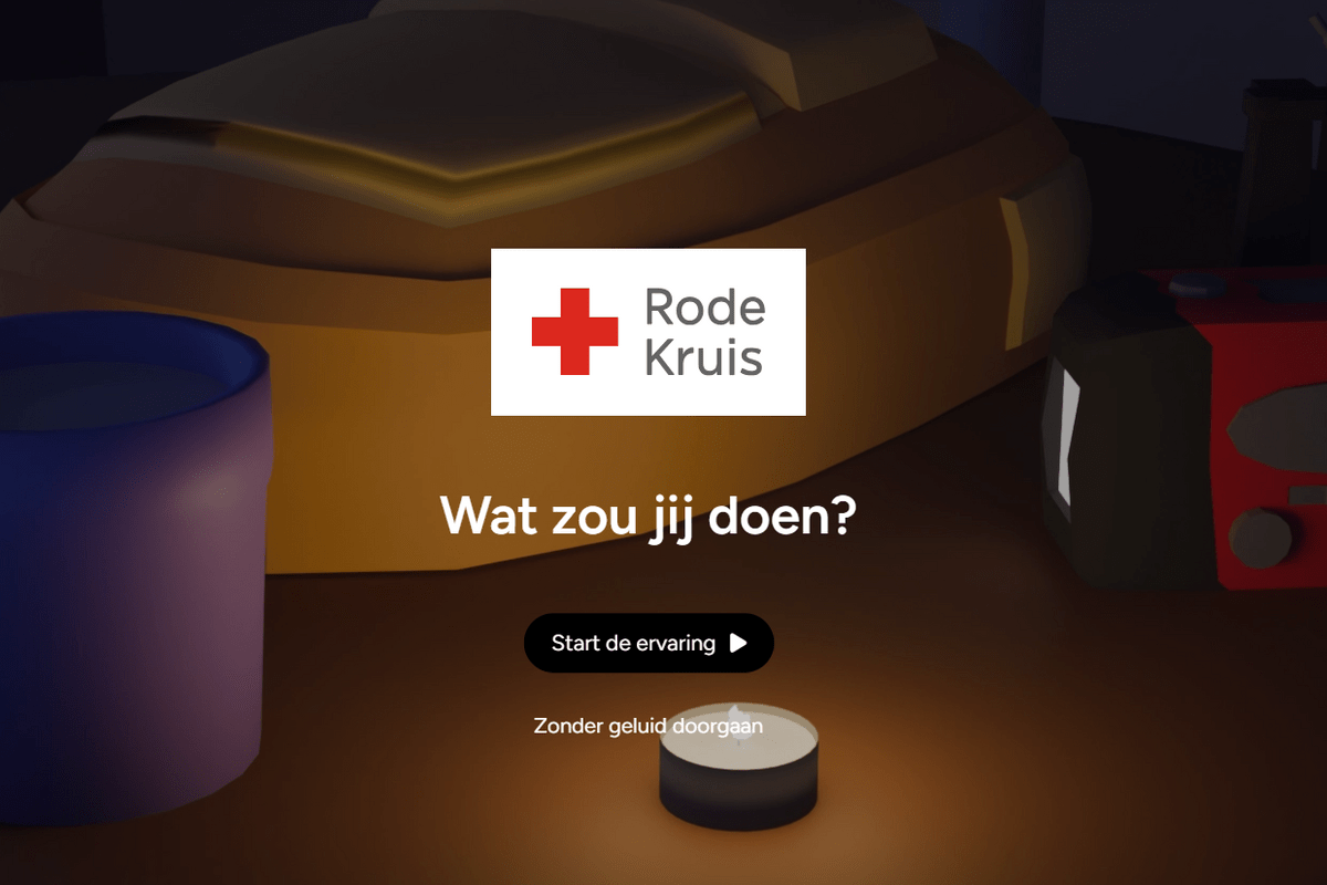 Beginscherm van het spel Noodscenario van het Rode Kruis