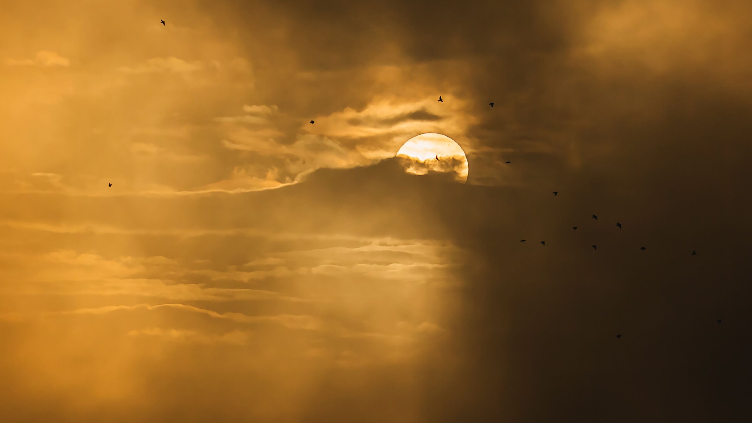 Zon en wolken en luchtvervuiling smog