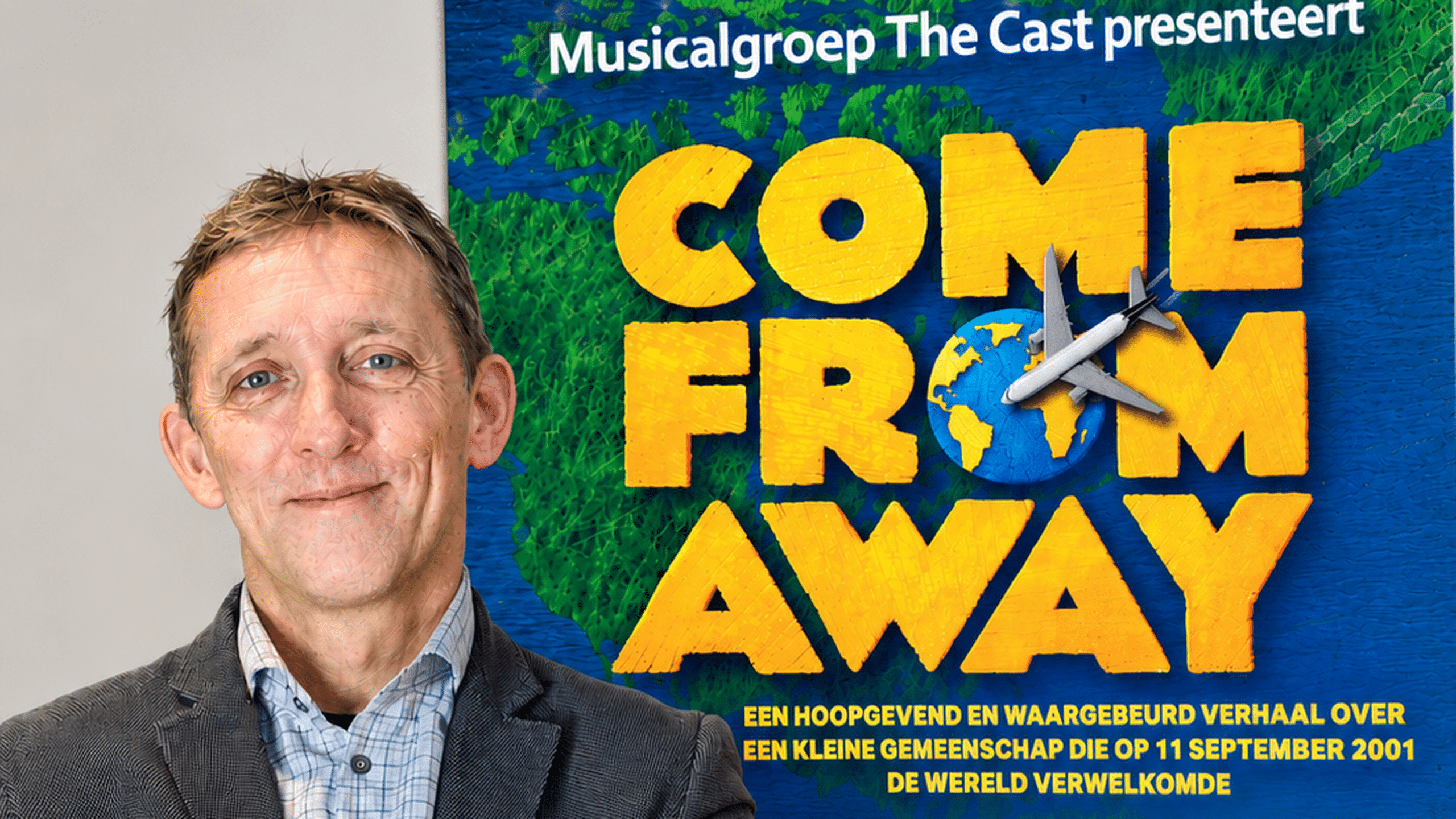 Harm Balk voor poster voorstelling Come and Away